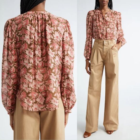 VERONICA BEARD Ashlynn Floral Print Silk Shirt - Picture 3 of 12